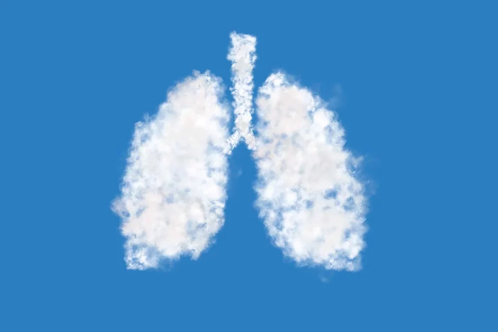 Imagen de humo en forma de los pulmones para representar en los vapeadores, consecuencias.