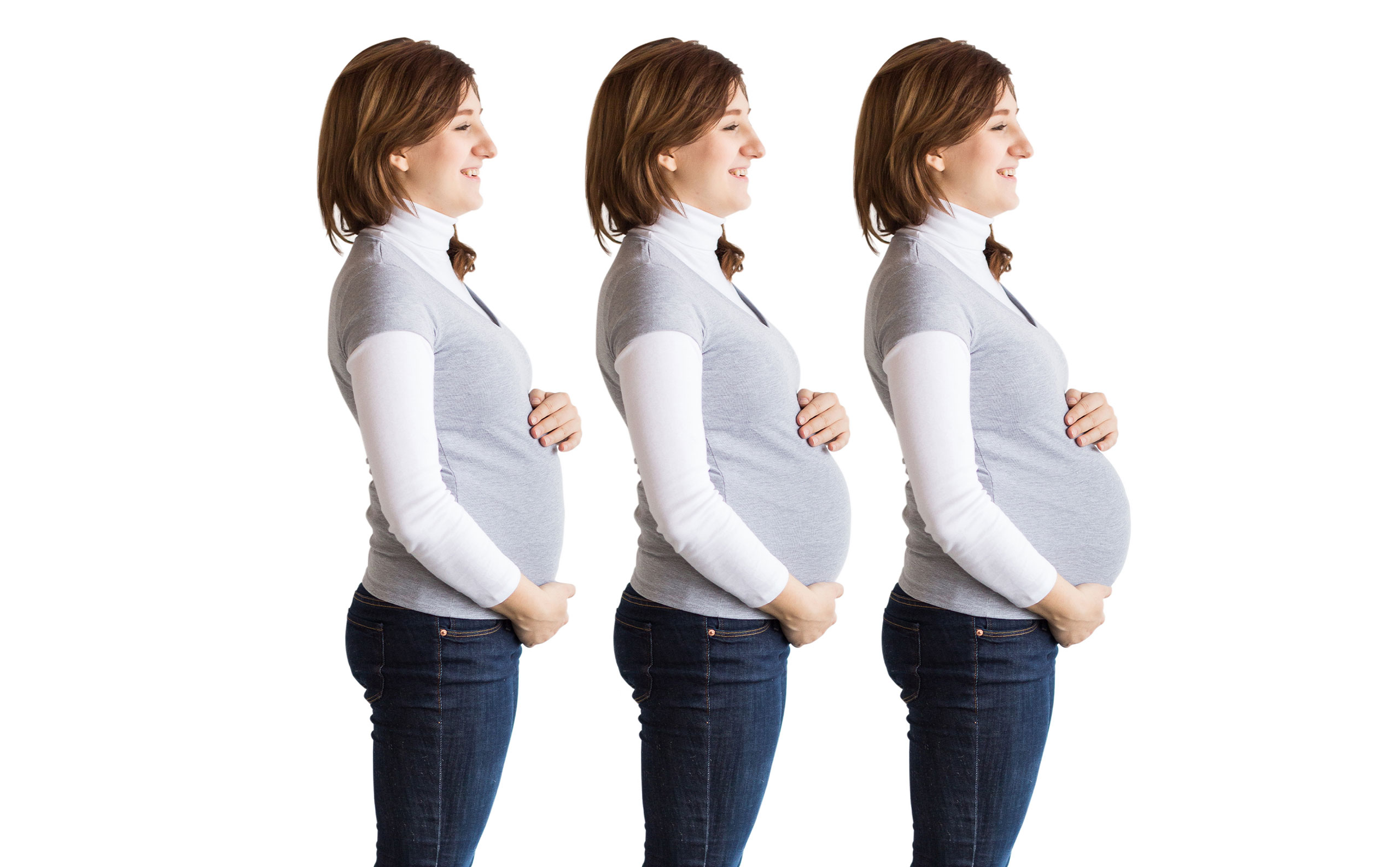 Mujer en sus diferentes etapas del embarazo
