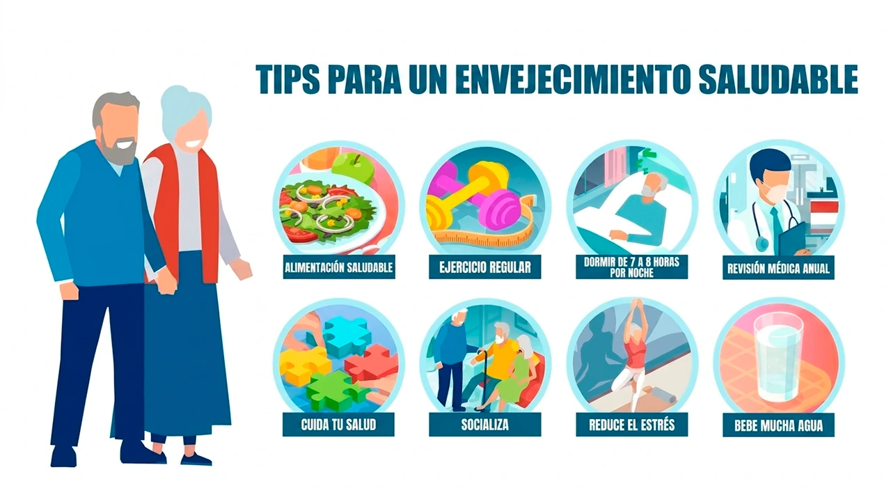 Ilustración que aborda tips para mantener un sistema circulatorio sano antes del envejecimiento.
