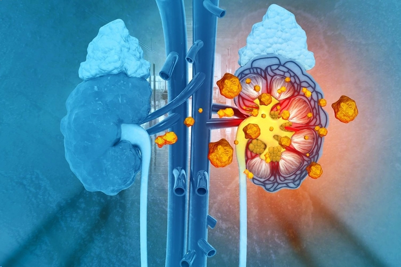Ilustración que representa un riñón dañado, el cual requiere de un trasplante renal.